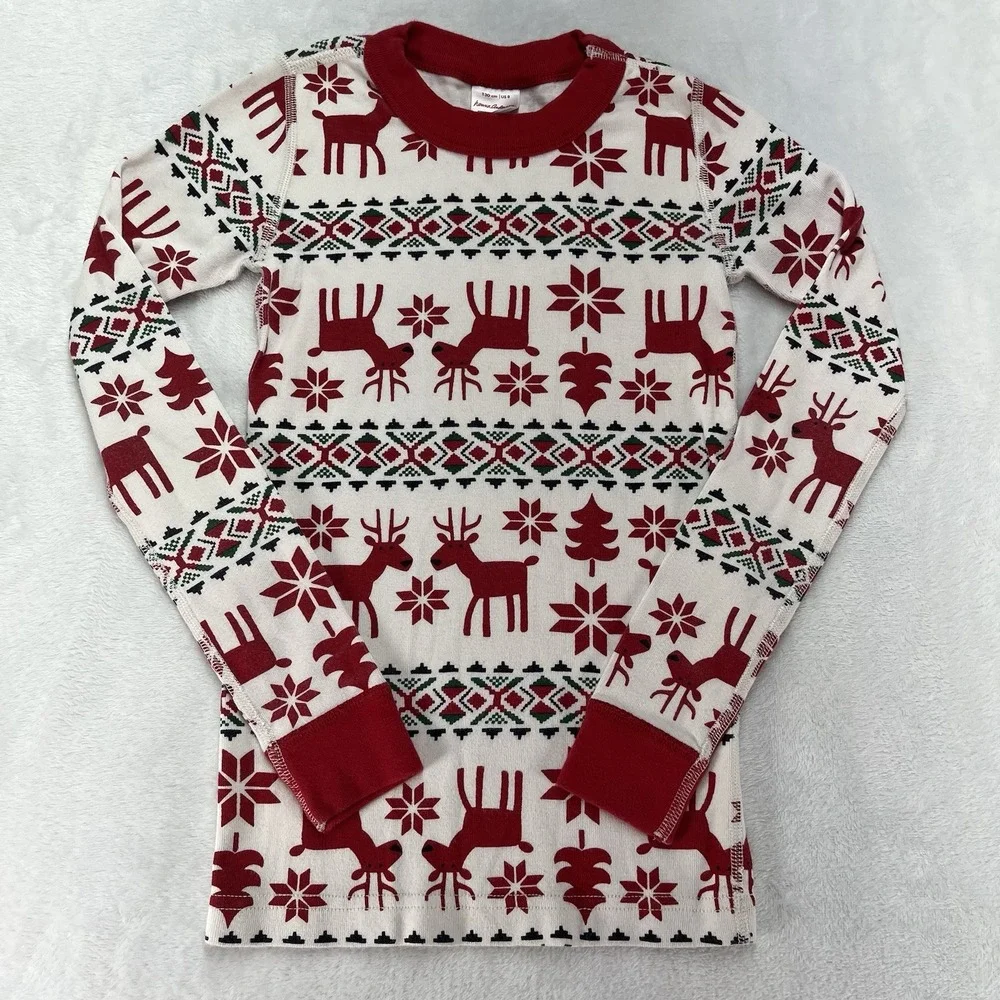Hanna Andersson Organic Cotton Pajamas Unisex Kids 8 Christmas Holiday Fair Isle